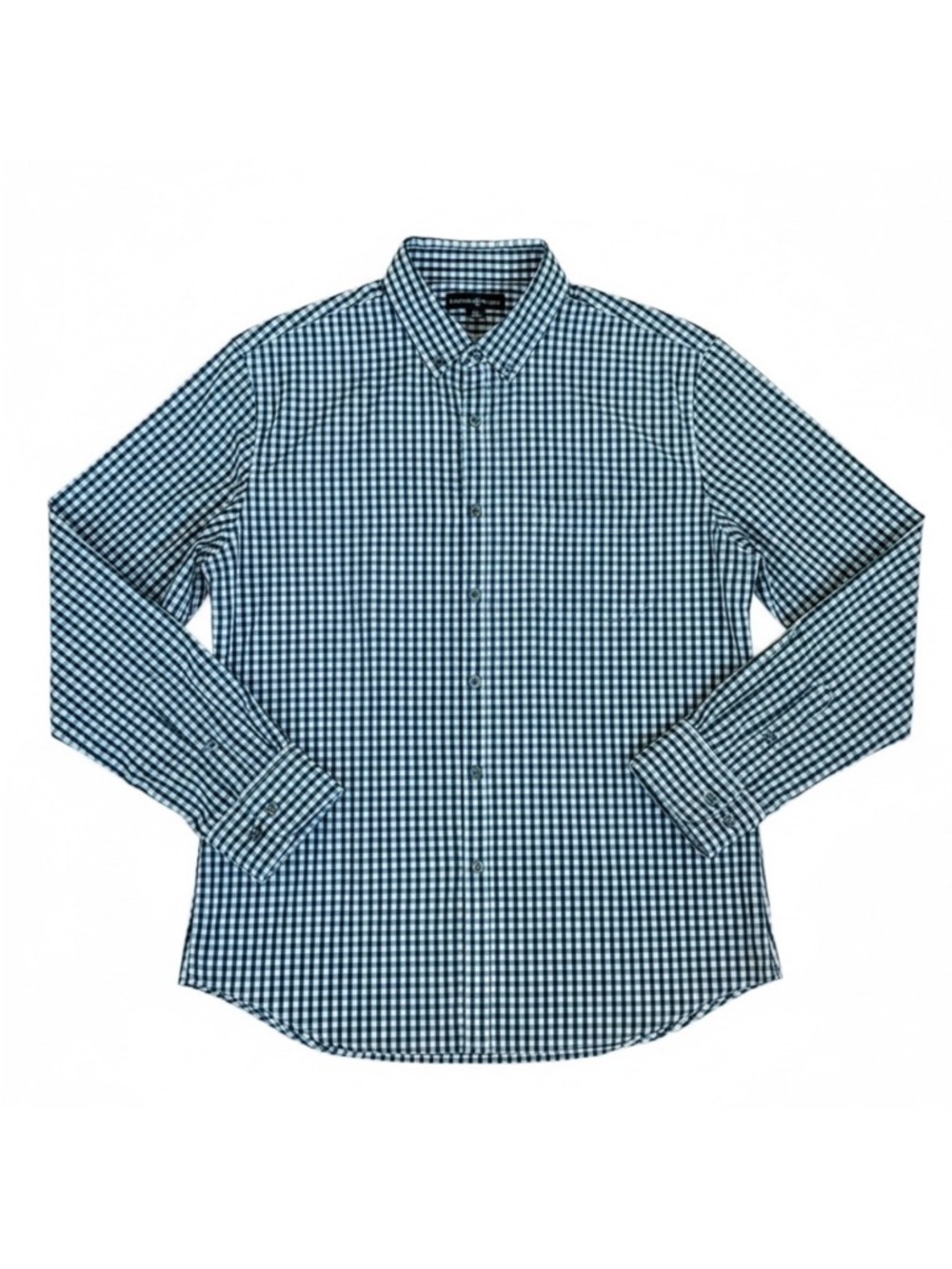 Beverly Hills Polo Club Black/White/Blue Gingham Plaid Button Down Shirt XL